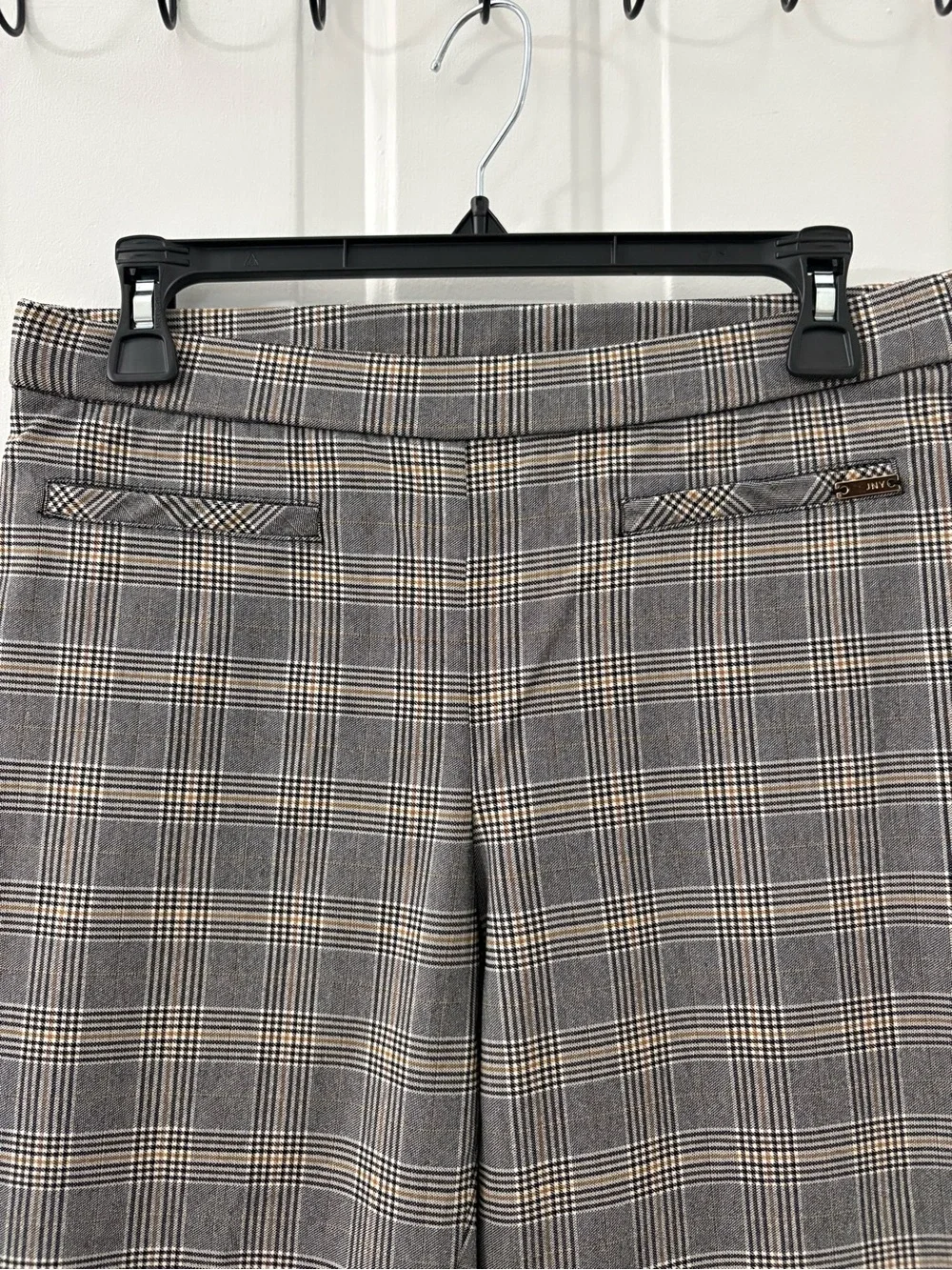 Jones New York Gray Plaid Slim Dress Pants